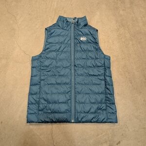 REI Kids L Teal Puffer Vest Down Filled Full Zip
